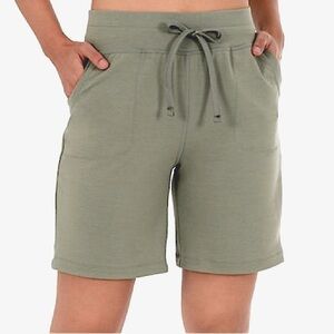 Athletic Works Athleisure Knit Bermuda French Terry Shorts Green Small NWOT